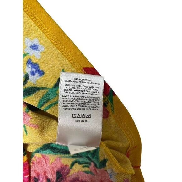 Express Yellow Pink Floral Sleeveless V Neck Stretch Top sz XS - Picture 6 of 7